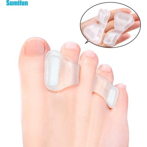 2Pcs/Set Silicone Soft Bunion Corrector Double Loop Overlapping Toe Straightener Separator Pain Relief Foot Care Tool Pedicure