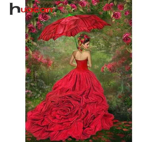 Huacan 5D Diamond Painting New Arrivals Woman Rose Diamond Mosaic Embroidery Portrait Handmade Gift Decoration For Home
