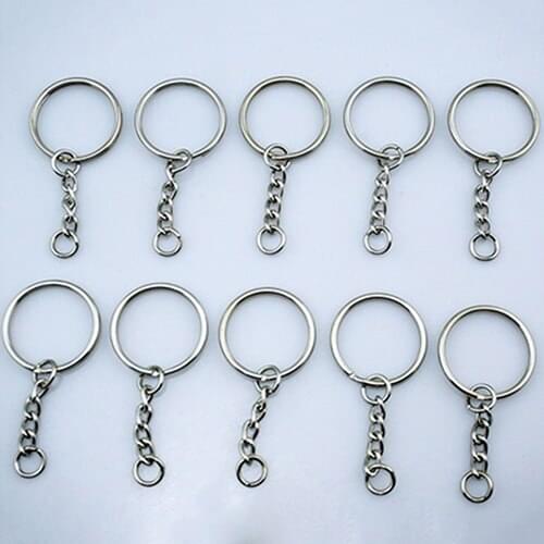 10Pcs DIY Tone Keyring Blanks Key Chains Split Rings with 4 Link Chain