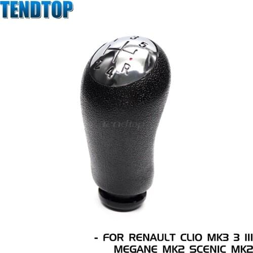 5 / 6 Speed Gear Shift Knob Lever Stick PU Leather Boot Case Car Styling For RENAULT CLIO MK3 3 III MEGANE MK2 SCENIC MK2