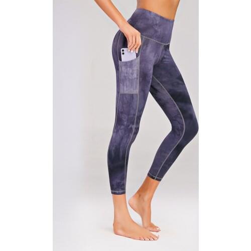 Black High Rise Tie-Die Yoga Legging Women Ankle-length Supportive Sport Tights Female Squat Proof Jogging Pant