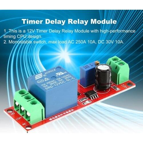 DC 12V NE555 Monostable Delay Relay Circuit Conduction Module Trigger Switch Timer Adjustable Time Shield Electronics Arduino