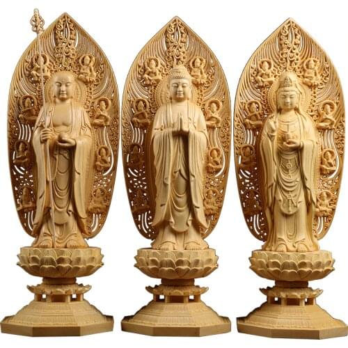 Wooden Buddha Goddess Hinoki Bouddha figurines guanyin spirit statue Home decor Gift craft buda estatua s for homes