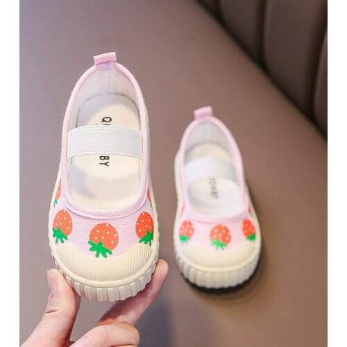 Childrens Shoes Toddler Fashion Shoes Girls Cartoon Printing Cute Casual Canvas Shoes Shallow Mouth Breathable Kid Girl Shoes