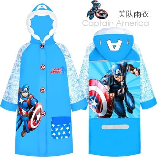 Disney Raincoat poncho for Children Cartoon Spiderman Captain America Kids Girls Rainproof Poncho Boys Rainwear baby Rainsuit