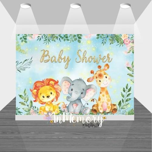 Jungle Forest Woodland Photocall Wild Safari Animal Newborn Baby Shower Boy 1st Birthday Party Backdrop Photography Background