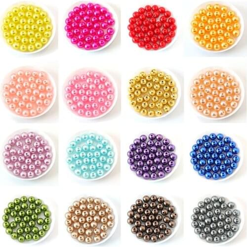 100pcs/lot 4 6 8 10 12MM Hole ABS Imitation Simulated-pearl Loose Pearls Beads Round Bead For DIY Jewelry Making Findings