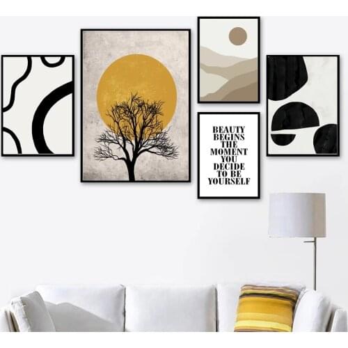 Modular Hd Prints Abstract Picture Home Decoration Tree Sun Paintings Canvas Desert Poster Wall Art For Living Room No Frame