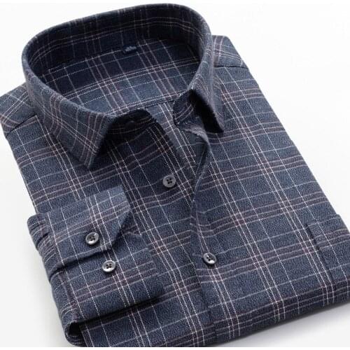 Oversize 7XL 8XL 9XL 10XL 2020 Autumn and Winter Thick Cotton Plaid Mens Shirt Mens Business Casual Loose Long Sleeve Shirt