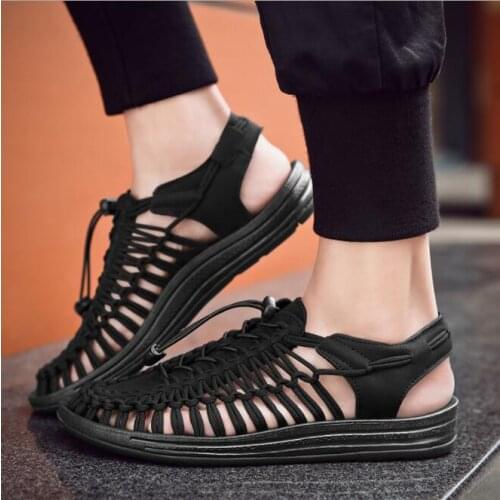 Fashion handmade genuine leather Roman skin sandals mens luxury high top quality soft leather ankle sandals for men