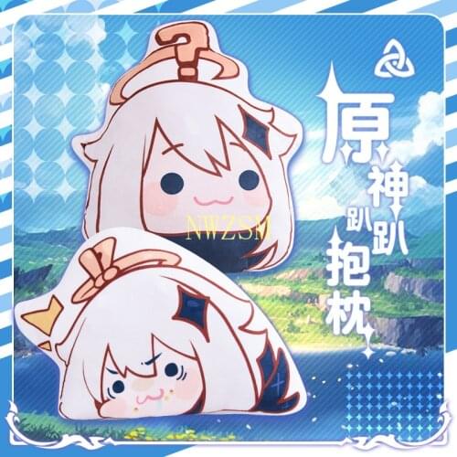 New Anime Genshin Impact Paimon Cute Plush Stuffed Dolls Throw Pillow Cartoon Sofa Back Cushion Toy Cosplay Xmas Gift