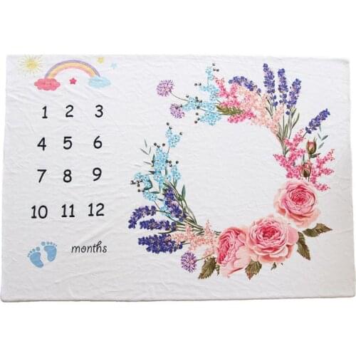 Baby Girls Boy Blanket Newborn Milestone Photography Props Cloth Cute Rainbow Garland Pattern Photo Blankets