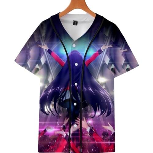 Solid baseball Jersey Cosplay Anime Kakegurui T-Shirt Short Sleeve Streetwear Top Shirts Button Cardigan Unisex Sport Clothes