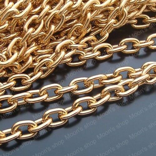 Wholesale Width 7mm Wire Thickness 2mm Aluminum oxidation process Imitation Gold color Link Chains Accessories 5 Meter (JM2979)