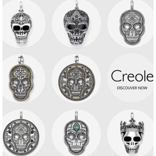 Skull Fleur-de-lis Mask Maori King Necklace Pendant,2019 Summer Rebel Street Fashion Jewelry 925 Sterling Silver Vintage Gift