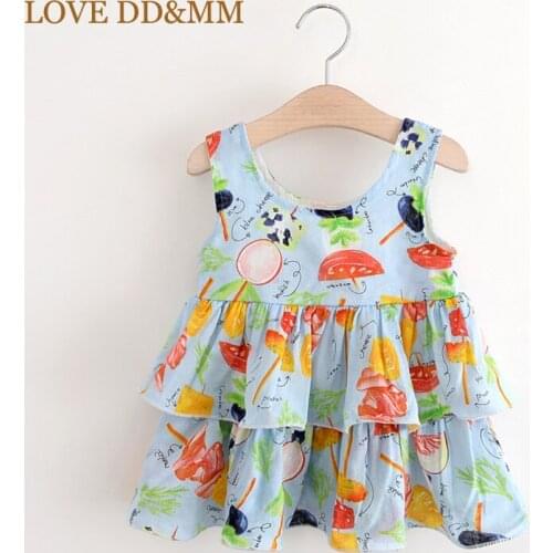 LOVE DD&MM Girls Clothing Dresses 2021 Summer New Girl Fashion Cute Full Print Candy Printed Cake Dress