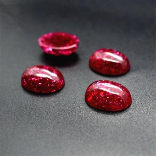 Ruby with Internal Crackle Oval Cabochon Smooth Polished Surface Egg Shape Blood-red Ruby Cabochon Flat Back GR70