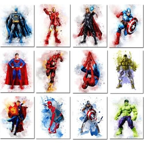 Marvel Avengers Superhero Watercolor Painting Canvas Deadpool wall art posters and prints Decoration for family childrens room