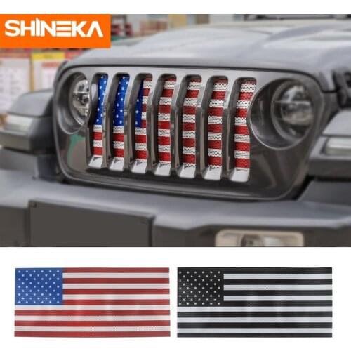 SHINEKA Chromium Styling For Jeep Wrangler JL USA Flag Insect Net Mesh Grille Decoration Accessories For Jeep Wrangler JL 2018Up