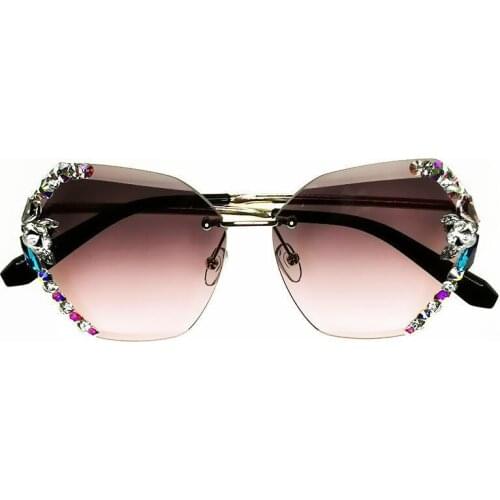 Sunglasses Women 2021 New Fashon Vintage Sqaure Luxury Glasses Rimless Rhinesotne Sunglasses Shades For Women Summer Goggles