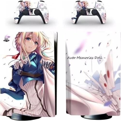 Girl Animation Style PS5 Disc Edition Skin Sticker for Playstation 5 Console & 2 Controllers Decal Vinyl Protective Skins Style