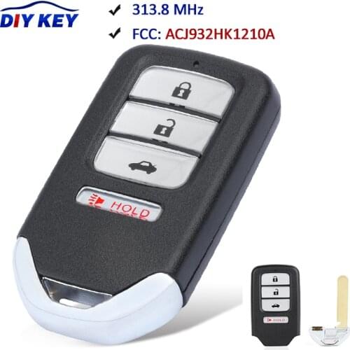 DIYKEY 72147-T2A-A01/A02/A11/A21 Smart Key Remote FOB PROX 4 Button 314MHZ Replacement for Honda Accord Civic FCC: ACJ932HK1210A
