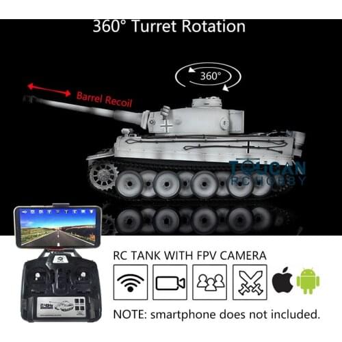 1/16 Heng Long 7.0 Plastic Tiger I FPV RC Tank 3818 360 Gearbox Barrel Recoil TH17277-SMT4