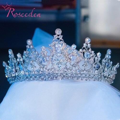 Cubic Zirconia Crown Tiara Headband Vintage Bridal Women Diadem Wedding Hair Accessories Jewelry RE4000