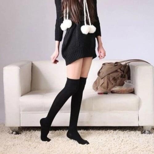 Women Girls Long Over The Knee Cotton Thigh High Soft Stockings --7572