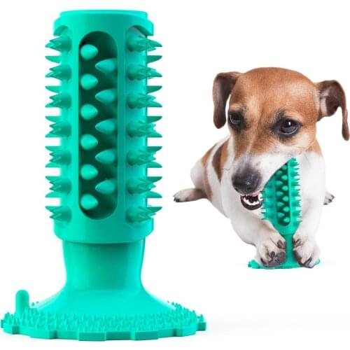 Dog Chew Toothbrush Toys Squeaky Teeth Cleaning Toy Bite Resistant TPR Stick Training Chewing Dog Toy