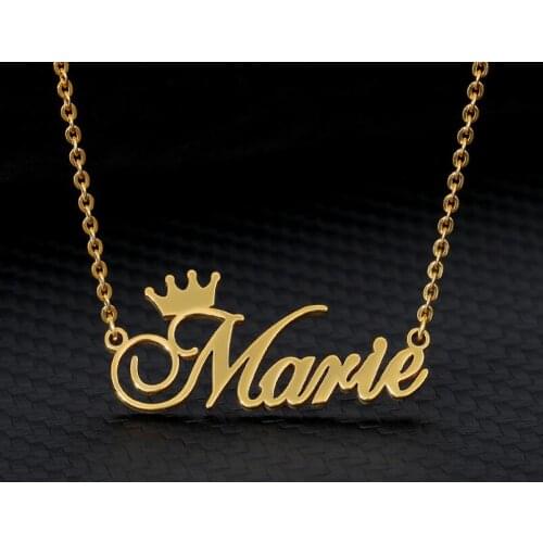 Gold Color Personalized Name Pendant Necklace For Women Custom Crown Nameplate Choker Necklaces Jewellry Gift