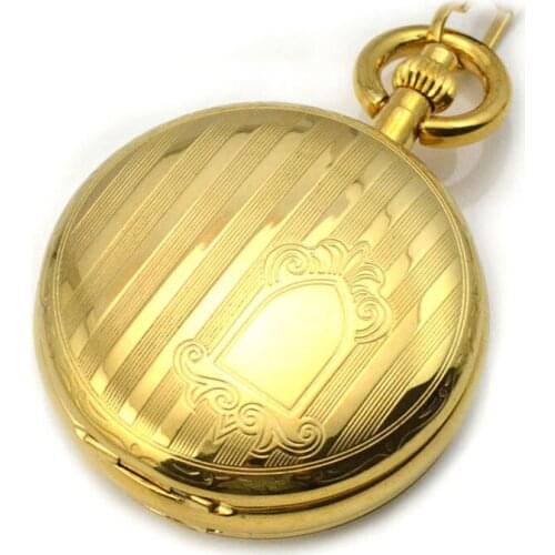 Golden Antique Skeleton Pocket Watch Mechanical Hand Wind Pocket & Fob Watch Womens Pocket Watch Pendant relogio de bolso Gift