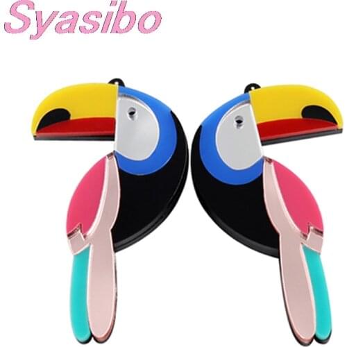 1pair)70mm Acrylic Toucan Bird For Earrings Vintage Mom Girl Earrings Gift High Quality Acrylic Glitter Laser Cutout-AC1602