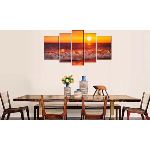 No Framed Sea Beach on Tropical Island at Sunset 5 Pcs Canvas Picture Canvas Print Wall Art Painting Wall Decor for Living Room