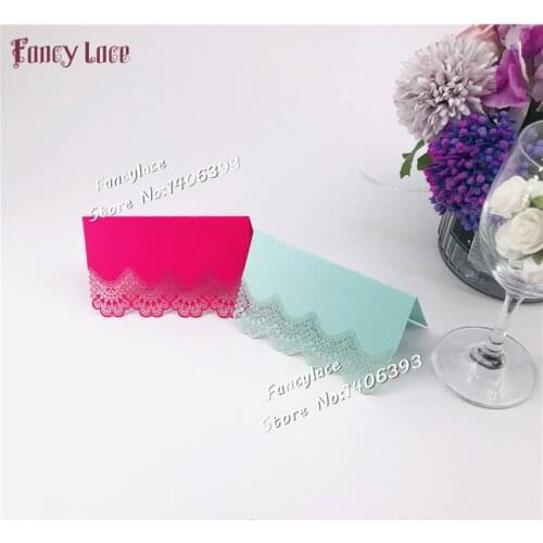 50pcs Laser Cut New Lace Flowers Wedding Ceremony Party Place Name Seat Cards pearlescent Paper Wedding Table Invitation Cards