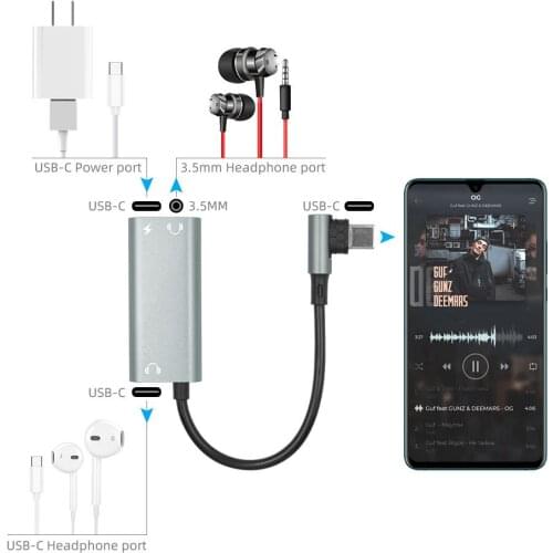 AY105 type-c USB C adapter audio typec headset 3.5mm phone accessory PD charging For Xiaomi Huawei Mate Pro Samsung S10/20 Note9