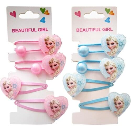 Disney Frozen Princess Aisha Hair Accessories Rubber Band Hair Tie Metal BB Clip Shiny Onion Pink Resin Girl Gift