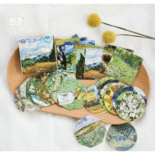 45 pcs/lot Meet Van Gogh mini paper sticker package DIY diary decoration sticker album scrapbooking