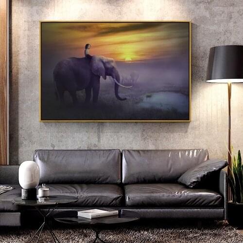 Artcozy Oil Canvas Painting elephant_safari For Home Decoration Wall Art