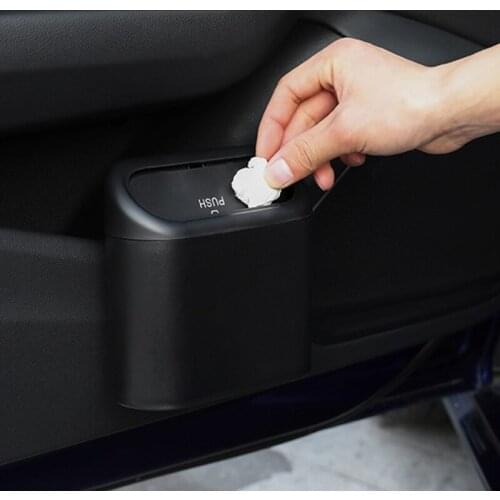 B36B Automobile Trash Bin Multifunctional Litter Garbage Box Organizer Vehicle Spring Lid Easy Installation Rubbish Case
