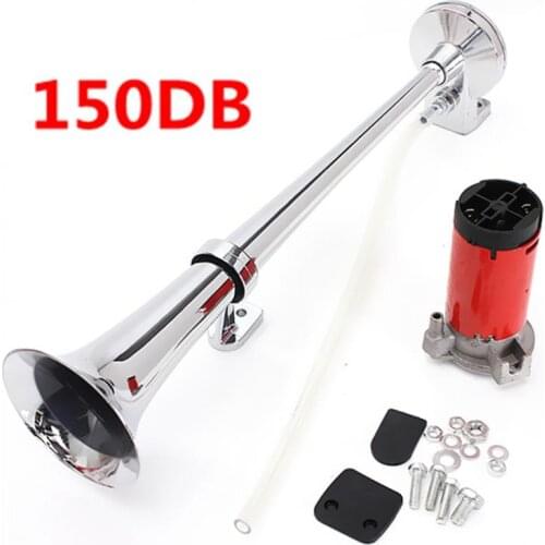 150dB 12V Car Single Trumpet Air Horn Compressor Chrome Super Auto Loudspeaker