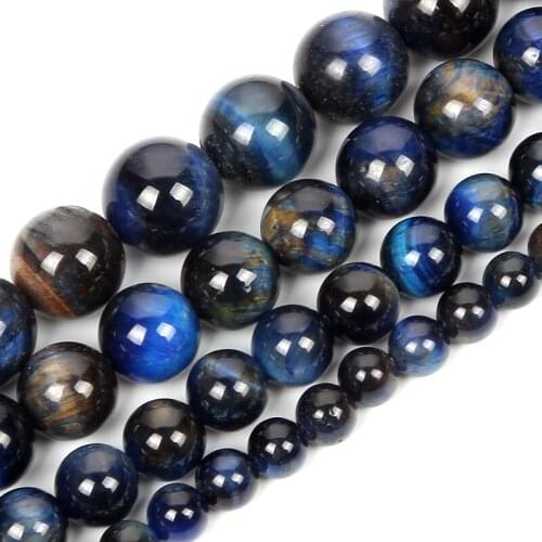 Natural Stone Beads Lapis Tigers Eye Round Loose Beads For Jewelry Making Bracelet DIY Accessories Needlework Strand 4-12MM