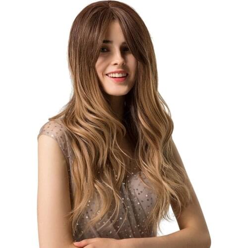 Long Loose Body Wave Natural Wigs Synthetic Party Cosplay Wig Ombre Blonde