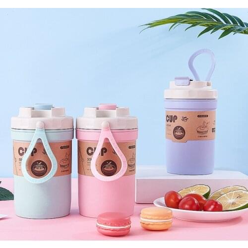 Environmental bamboo fiber new 500 ml portable vacuum thermos jug coffee soup pot water bottle gift