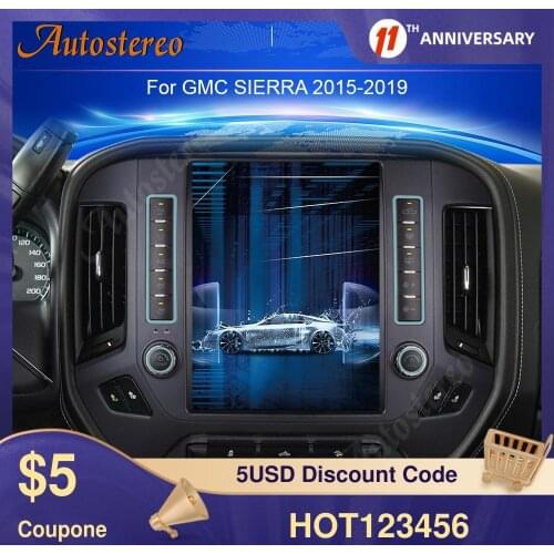 For GMC SIERRA 2015-2019 Tesla Style Android 9.0 4G Vertical Screen Car GPS Navigation Headunit Multimedia Player Auto Radio DSP