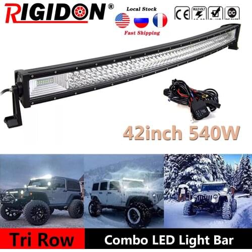 RIGIDON 42Inch 540W Curved Led Light Bar COMBO Led Work light 7D bar Driving Offroad Car Truck 4x4 SUV ATV 12V 24V With Wiring