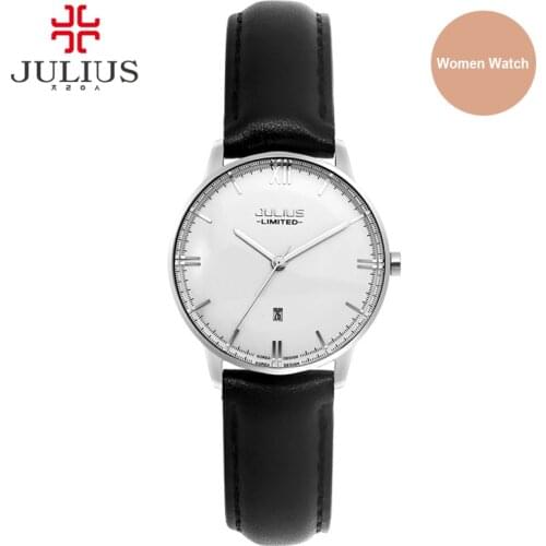 Julius Fashion Japan Quartz Movt Stainless Steel Screw Back Case Leather Strap Auto Date Simple Classic Watch Women 2017 JAL-030