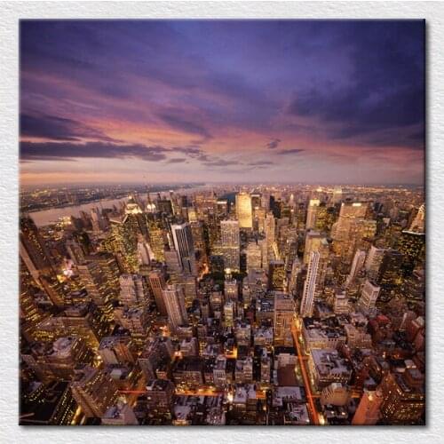 Canvas prints beautiful paintings of Bustling city night ya mellow tone 5 quality art to hang on room wall free shipping