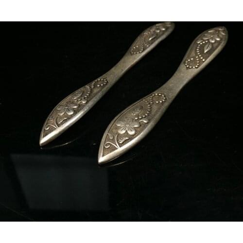Chinese vintage Miao silver flower hairpin hair accessory plate hairpin classical ethnic style collection (send one randomly)