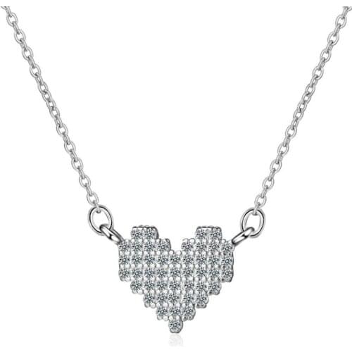 KOFSAC New Trendy 925 Silver Necklaces For Women Jewelry Exquisite Full Zircon Heart Pendant Necklace Lady Valentines Day Gifts